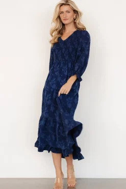 Baltic Born Aubrey Smocked Midi Dress | Navy Floral