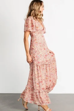 Baltic Born Audrey Deep V Maxi Dress | Blush Floral