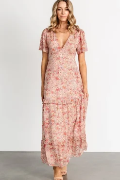 Baltic Born Audrey Deep V Maxi Dress | Blush Floral
