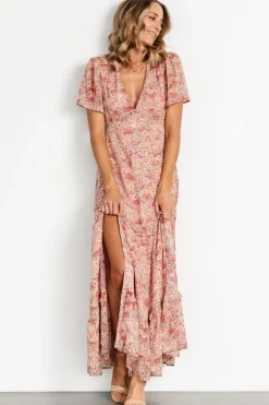 Baltic Born Audrey Deep V Maxi Dress | Blush Floral