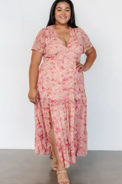 Baltic Born Audrey Deep V Maxi Dress | Blush Floral