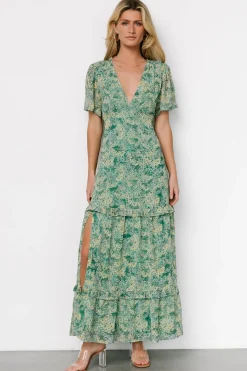 Baltic Born Audrey Deep V Maxi Dress | Green Floral