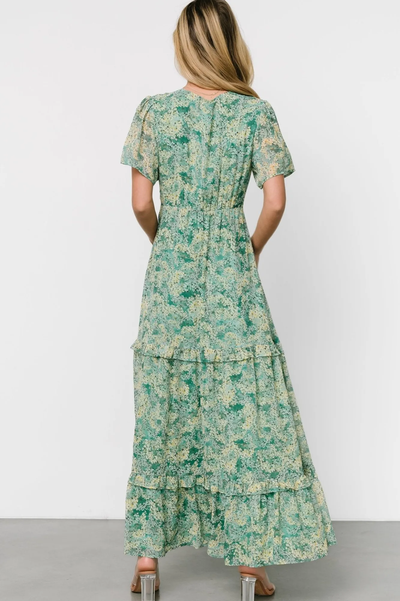 Baltic Born Audrey Deep V Maxi Dress | Green Floral