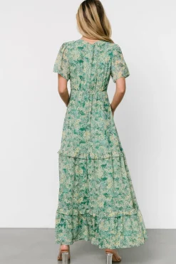 Baltic Born Audrey Deep V Maxi Dress | Green Floral