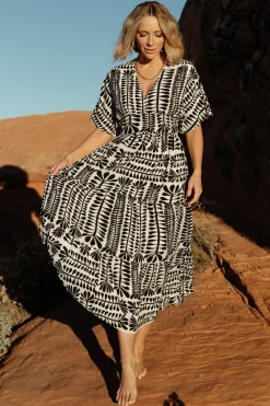 Baltic Born Austin Kimono Dress | Black Print