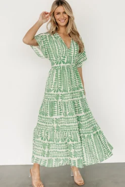 Baltic Born Austin Kimono Dress | Green Print