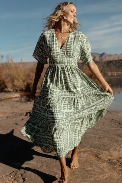 Baltic Born Austin Kimono Dress | Green Print
