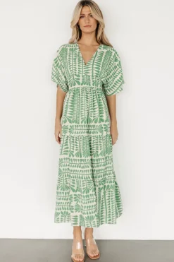 Baltic Born Austin Kimono Dress | Green Print