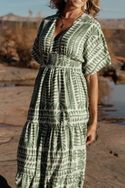 Baltic Born Austin Kimono Dress | Green Print