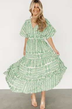Baltic Born Austin Kimono Dress | Green Print