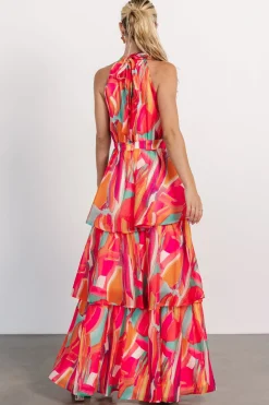 Baltic Born Autumn Halter Maxi Dress | Fuchsia Multi