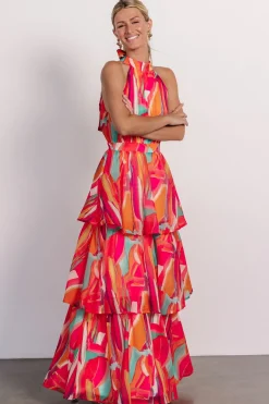 Baltic Born Autumn Halter Maxi Dress | Fuchsia Multi