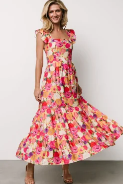 Baltic Born Ayla Tiered Maxi Dress | Pink Multi Floral