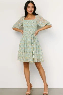 Baltic Born Azlyn Smocked Short Dress | Sage Floral