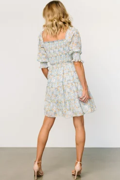 Baltic Born Azlyn Smocked Short Dress | Light Blue Floral