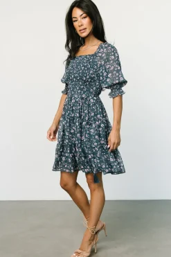 Baltic Born Azlyn Smocked Short Dress | Blue Multi