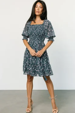 Baltic Born Azlyn Smocked Short Dress | Blue Multi