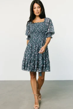 Baltic Born Azlyn Smocked Short Dress | Blue Multi