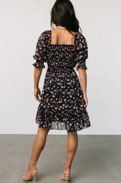Baltic Born Azlyn Smocked Short Dress | Navy + Pink Floral