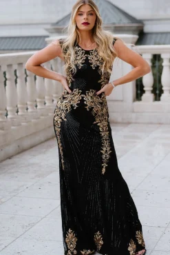Baltic Born Azura Gown | Black + Gold