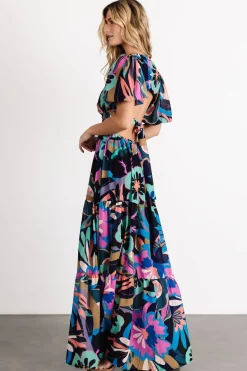 Baltic Born Bastina Open Back Maxi Dress | Black Print