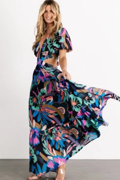 Baltic Born Bastina Open Back Maxi Dress | Black Print
