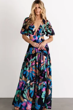 Baltic Born Bastina Open Back Maxi Dress | Black Print