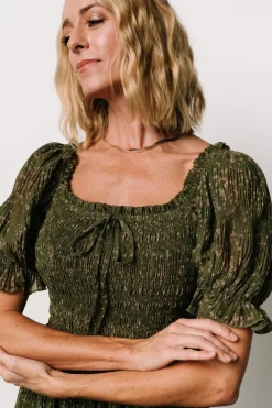 Baltic Born Beatrice Smocked Midi Dress | Olive Floral