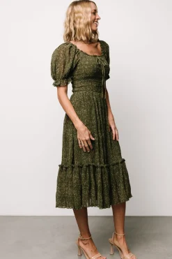 Baltic Born Beatrice Smocked Midi Dress | Olive Floral