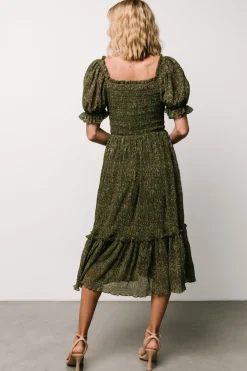 Baltic Born Beatrice Smocked Midi Dress | Olive Floral