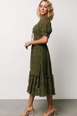 Baltic Born Beatrice Smocked Midi Dress | Olive Floral