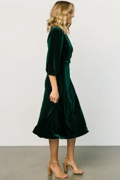 Baltic Born Beckinsale Velvet Wrap Dress | Dark Green