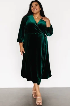 Baltic Born Beckinsale Velvet Wrap Dress | Dark Green