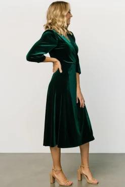 Baltic Born Beckinsale Velvet Wrap Dress | Dark Green
