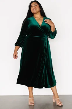 Baltic Born Beckinsale Velvet Wrap Dress | Dark Green