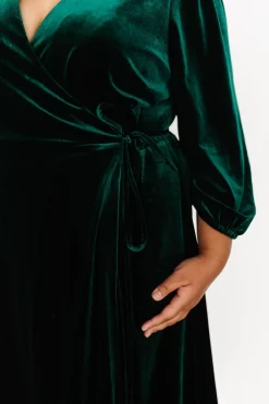 Baltic Born Beckinsale Velvet Wrap Dress | Dark Green