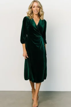 Baltic Born Beckinsale Velvet Wrap Dress | Dark Green
