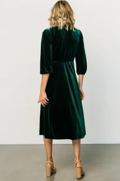 Baltic Born Beckinsale Velvet Wrap Dress | Dark Green
