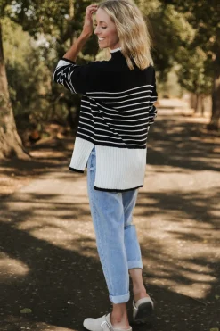 Baltic Born Benedict Stripe Knit Sweater | Black + Cream
