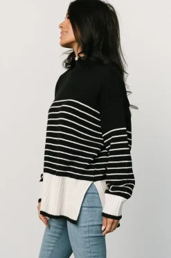 Baltic Born Benedict Stripe Knit Sweater | Black + Cream