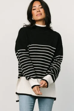 Baltic Born Benedict Stripe Knit Sweater | Black + Cream