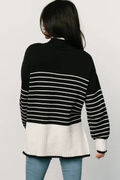 Baltic Born Benedict Stripe Knit Sweater | Black + Cream