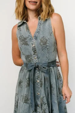 Baltic Born Bernadette Sleeveless Denim Dress | Washed Blue