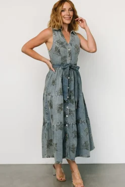 Baltic Born Bernadette Sleeveless Denim Dress | Washed Blue