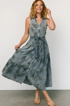 Baltic Born Bernadette Sleeveless Denim Dress | Washed Blue