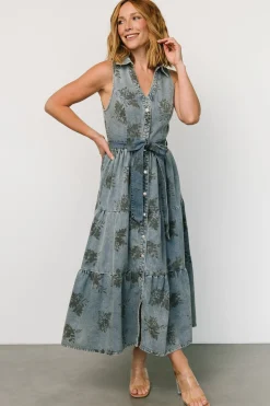 Baltic Born Bernadette Sleeveless Denim Dress | Washed Blue