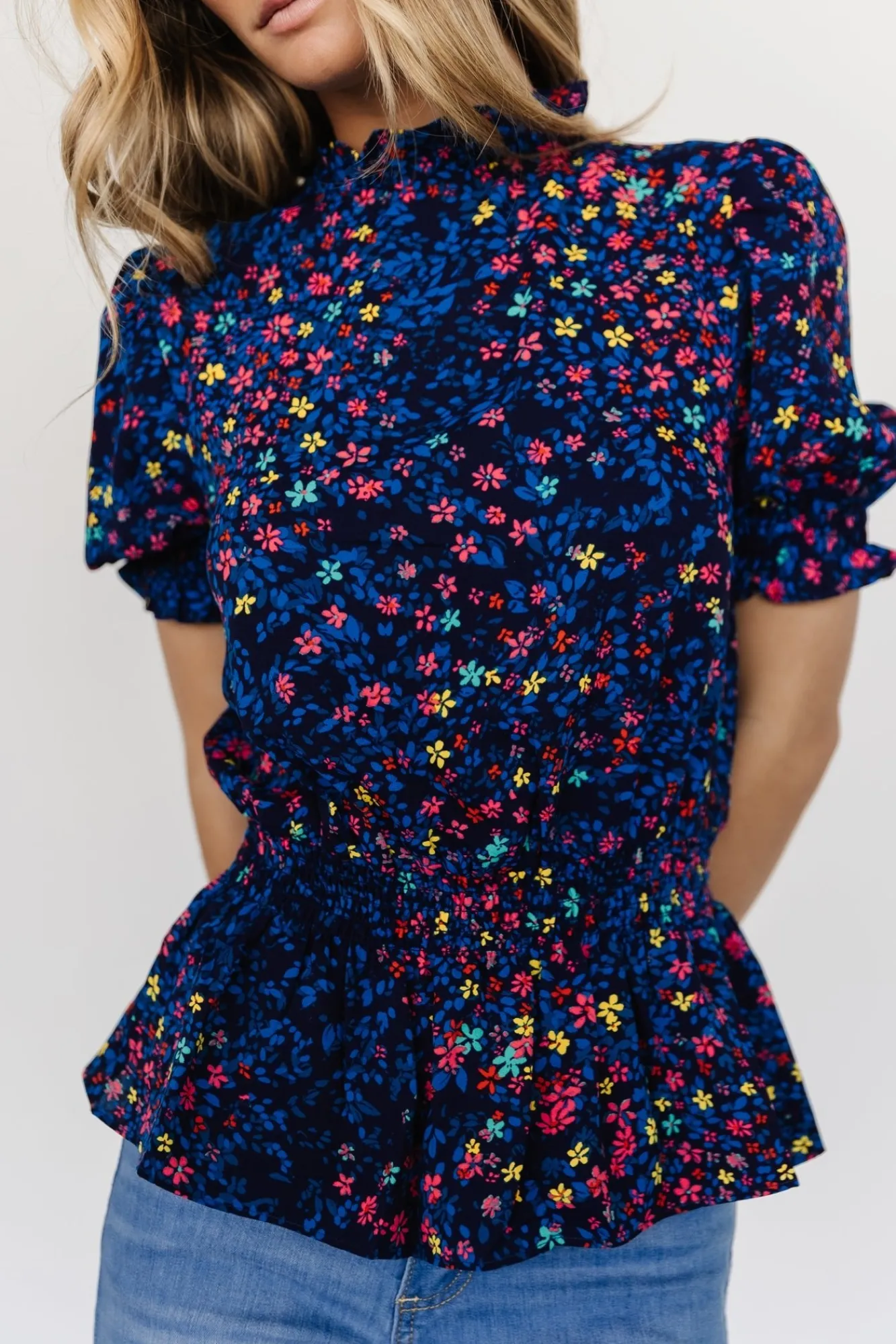 Baltic Born Beth Peplum Top | Blue Multi
