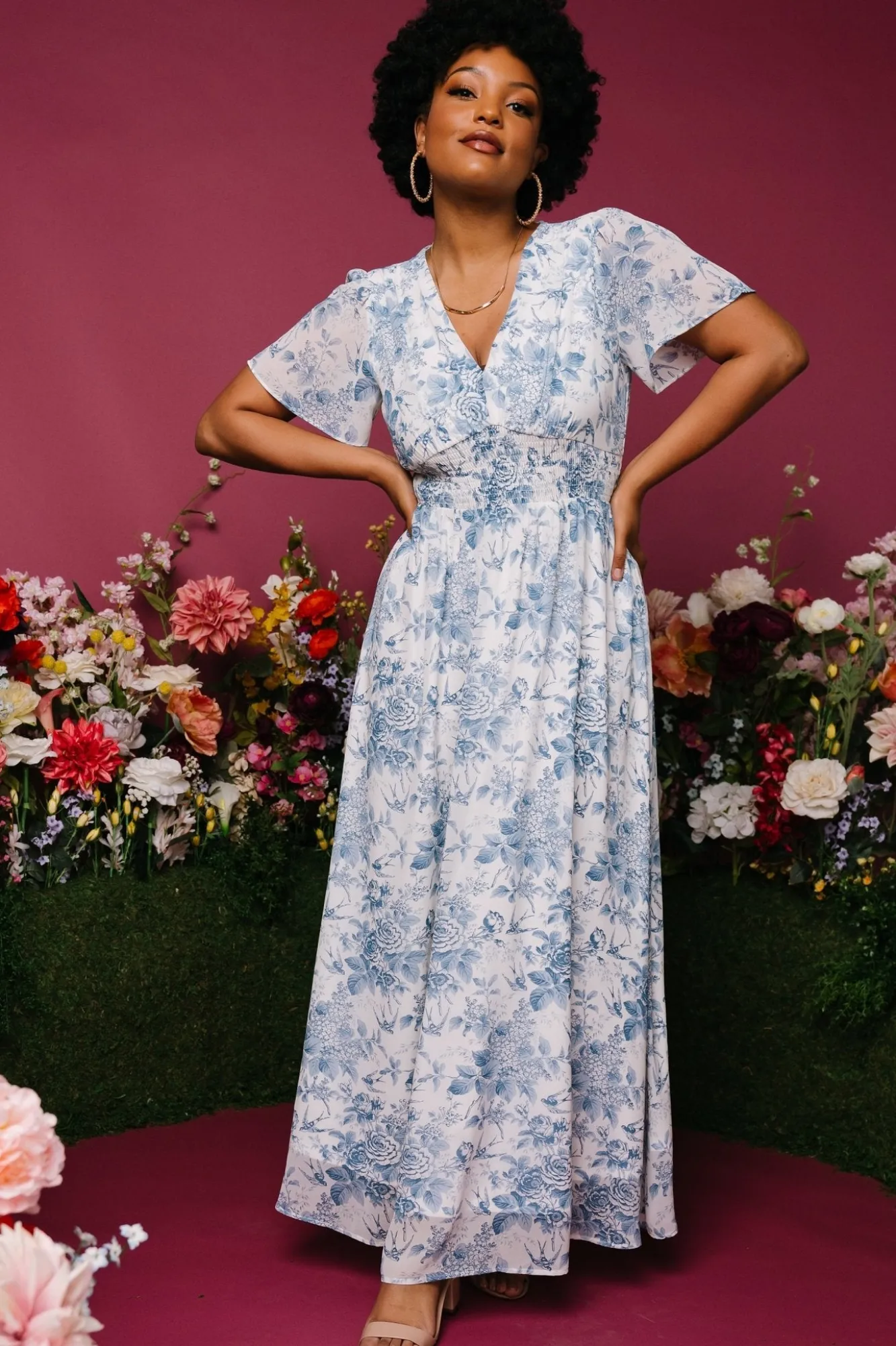 Baltic Born Birdie Maxi Dress | Off White + Blue
