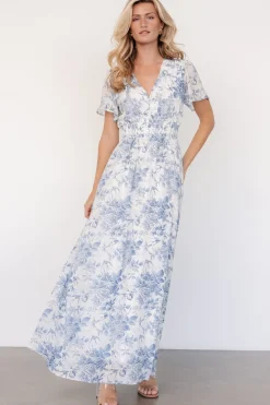 Baltic Born Birdie Maxi Dress | Off White + Blue