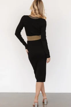 Baltic Born Birgitta Ribbed Sweater Dress | Black + Gold